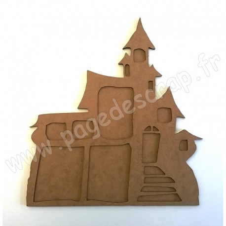 PDS CADRE BOIS MAISON HANTEE HALLOWEEN  3 mm 27,5 cm x 30 cm