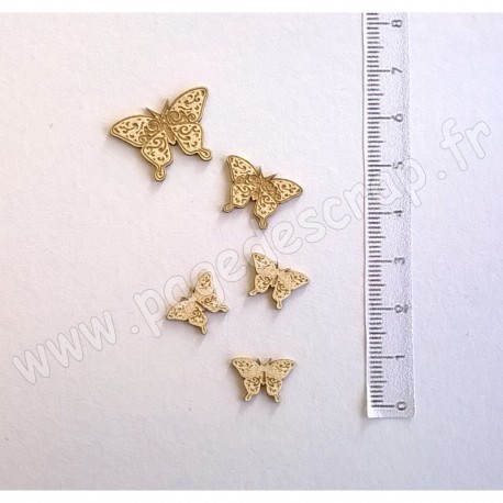 PDS SUJET BOIS FIN 1mm  PAPILLONS x5  COLLECTION PAPILLON