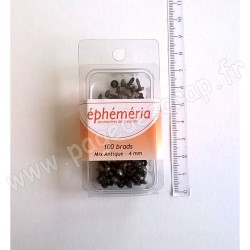 EPHEMERIA 100 ATTACHES PARISENNES BRADS MIX ANTIQUE 4 mm