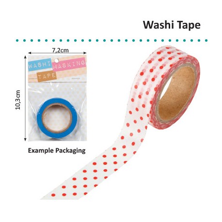 WASHI TAPE 15MMX8M WHITE WITH RED