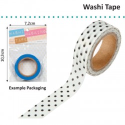 WASHI TAPE 15MMX8M WHITE WITH BLACK