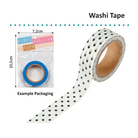 WASHI TAPE 15MMX8M WHITE WITH BLACK