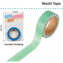 WASHI TAPE 15MMX8M GREEN WITH WHITE