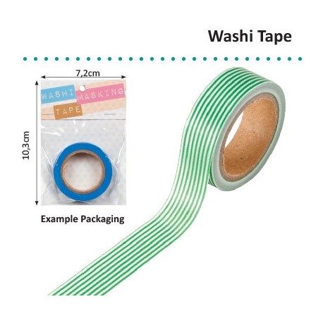 WASHI TAPE 15MMX8M GREEN WITH WHITE