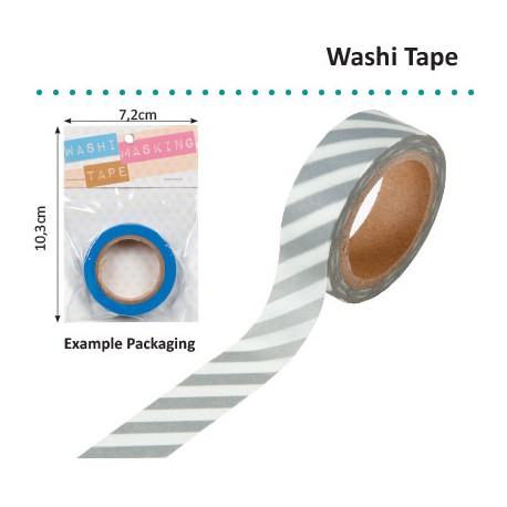 WASHI TAPE 15MMX8M WHITE WITH SILVER