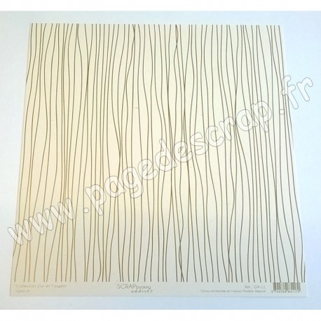 SCRAPBOOKING ADDICT COLLECTION L'OR ET L'ARGENT LIGNES OR 30.5 x30.5 cm