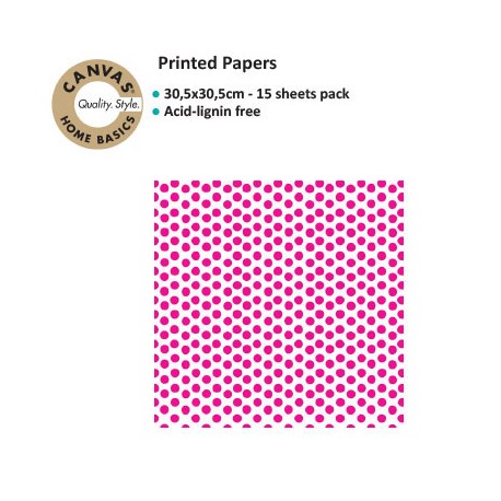 CANVAS CORP PRINTED PAPER HOT PINK WHITE DOT