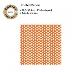 CANVAS CORPPRINTED PAPER ORANGE WHITE DOT