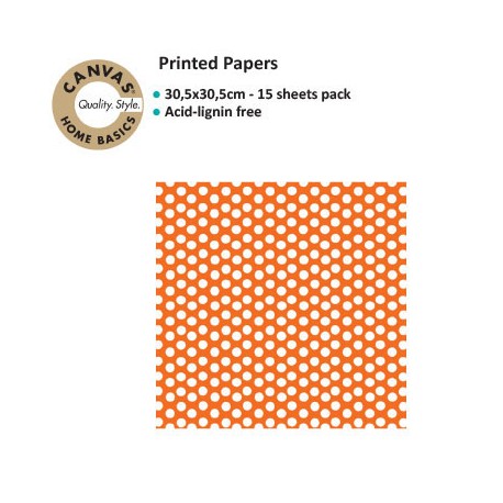 CANVAS CORPPRINTED PAPER ORANGE WHITE DOT