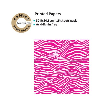 CANVAS CORP PRINTED PAPER HOT PINK WHITE ZEBRA