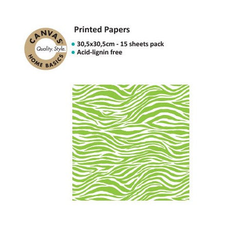 CANVAS CORP PRINTED PAPER LIME GREEN WHITE ZEBRA