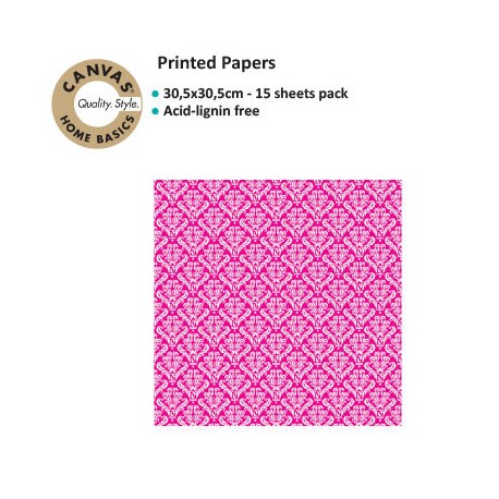 CANVAS CORP PRINTED PAPER HOT PINK WHITE DAMASK