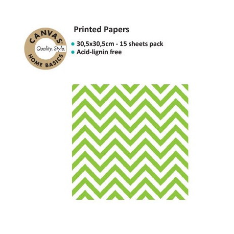 CANVAS CORP PRINTED PAPER GREEN WHITE CHEVRON