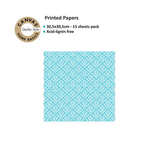 CANVAS CORP PRINTED PAPER TURQUOISE WHITE DAMASK