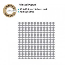 CANVAS CORP PRINTED PAPER GREY WHITE DIAMONDS