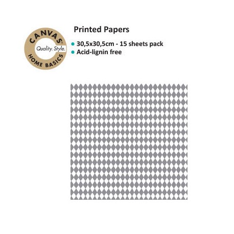 CANVAS CORP PRINTED PAPER GREY WHITE DIAMONDS