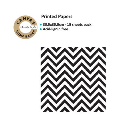 CANVAS CORP PRINTED PAPER BLACK WHITE CHEVRON