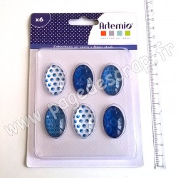 ARTEMIO CABOCHONS VERRE BLUE ETHNIC 6 pièces