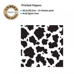 CANVAS CORP PRINTED PAPER BLACK WHITE COW
