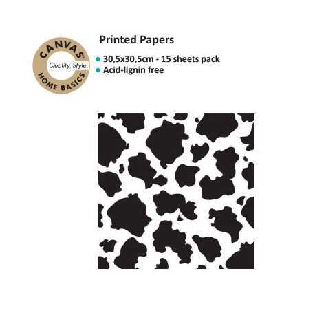 CANVAS CORP PRINTED PAPER BLACK WHITE COW