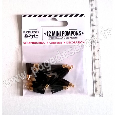 FLORILEGES DESIGN 12 MINI POMPONS CARBONE