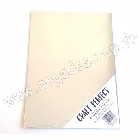 TONIC STUDIOS CRAFT PERFECT MIRROR CARD GLOSSY A4 x5 250g CHROME SILVER