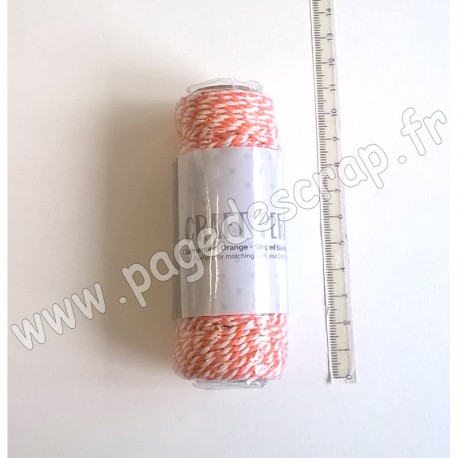 TONIC STUDIOS STRIPED BAKERS TWINE 2 mm x 25 m CLEMANTIN ORANGE