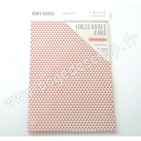 TONIC STUDIOS CRAFT PERFECT FOILED KRAFT CARD A4 x5 280g ROSE GOLD TRIANGLES