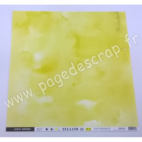 FLORILEGES DESIGN COLLECTION YELLOW PAPIER UNI JAUNE SOLEIL 30.5 cm x 30.5 cm