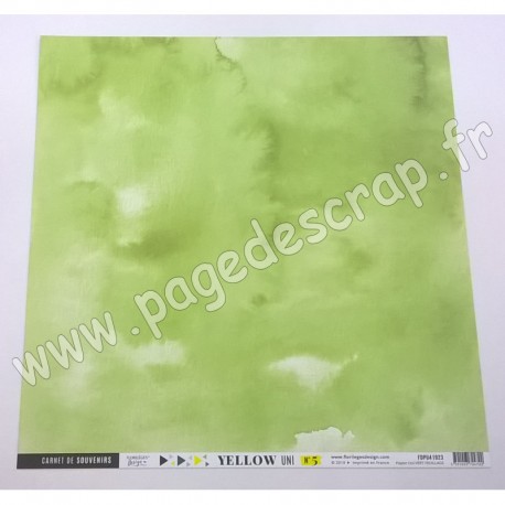 FLORILEGES DESIGN COLLECTION YELLOW PAPIER UNI VERT FEUILLAGE 30.5 cm x 30.5 cm