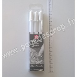 SAKURA GELLY ROLL BASIC BRIGHT WHITE ( Blanc éclatant) x3 pointes différentes