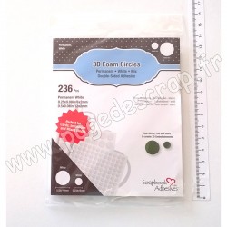 01226   SCRAPBOOK ADHESIVES 3D FOAM CIRCLES WHITE (mousse 3D ronds blancs) x236 pièces