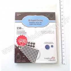 01227   SCRAPBOOK ADHESIVES 3D FOAM CIRCLES BLACK (mousse 3D ronds noirs) x236 pièces