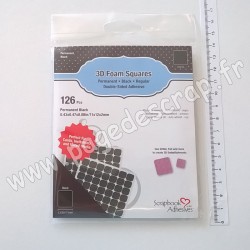 01611   SCRAPBOOK ADHESIVES 3D FOAM SQUARES BLACK (mousse 3D carrés noirs)  x126 pièces 11x12x2mm