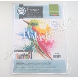 2911-8003   FLORENCE PAPIER AQUARELLE SMOOTH WHITE 300 g A4   x10 feuilles