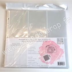 POCH30-03-20   ÉPHÉMÉRIA 20 POCHETTES POUR ALBUM À ANNEAUX  30.5cm x 30.5cm 6 photos verticales10 x 15cm