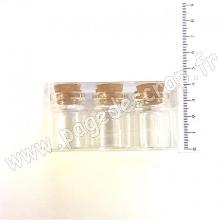 SBA392   STAMPERIA 6 BOUTEILLES EN VERRE  h.3cm  diam.2.2cm