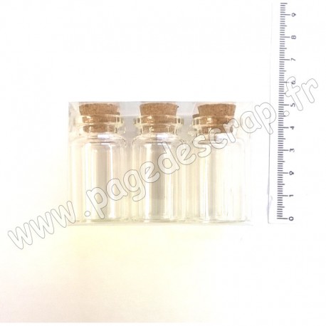 SBA393   STAMPERIA 6 BOUTEILLES EN VERRE  h.4cm  diam.2.2cm