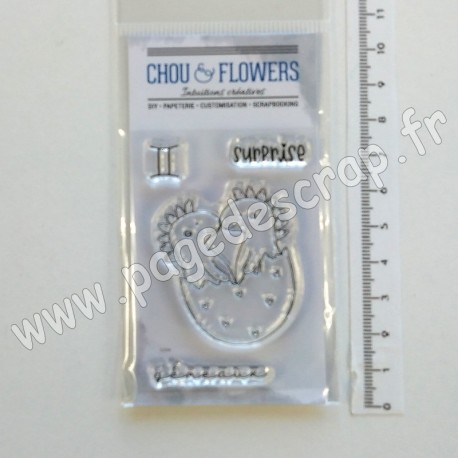 LUN124   CHOU & FLOWERS COLLECTION DANS LA LUNE TAMPONS CLEAR DOUDOU GÉMEAUX