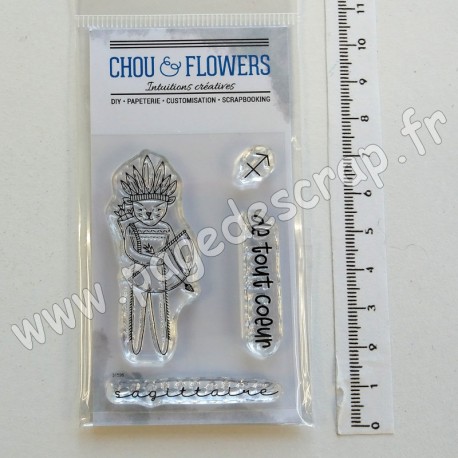 LUN130   CHOU & FLOWERS COLLECTION DANS LA LUNE TAMPONS CLEAR DOUDOU SAGITTAIRE