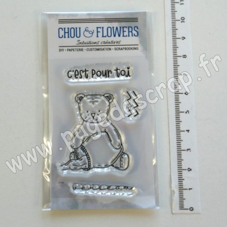 LUN132   CHOU & FLOWERS COLLECTION DANS LA LUNE TAMPONS CLEAR DOUDOU VERSEAU