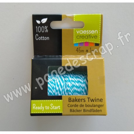 3908-045   VAESSEN FIL BAKERS TWINE 45m TURQUOISE-WHITE