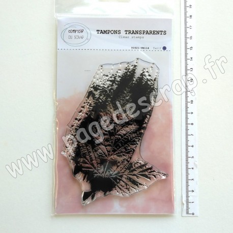 T0921-VE114   COMPTOIR DU SCRAP TAMPON TRANSPARENT SQUELETTE FEUILLE