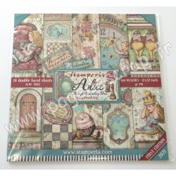 SBBL93   STAMPERIA ALICE THROUGH THE LOOKING GLASS 10 feuilles R/V 30.5cm x 30.5cm 190gr