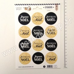 FDA421004   FLORILEGES DESIGN CANNELLE ET CHOCOLAT STICKERS JOYEUX NOËL NOIR ET OR