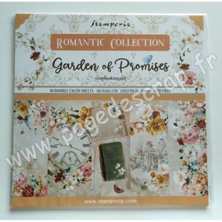 SBBL110   STAMPERIA ROMANTIC COLLECTION GARDEN OF PROMISES 10 feuilles R/V 30.5cmx30.5cm 190gr