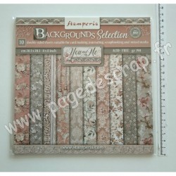 SBBS62   STAMPERIA BACKGROUNDS SELECTION YOU AND ME 10 feuilles R/V 20.3cm x 20.3cm 190gr