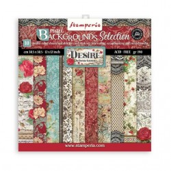 SBBL121   STAMPERIA BACKGROUNDS SELECTION DESIRE 10 feuilles R/V 30.5 cm x 30.5 cm 190 gr