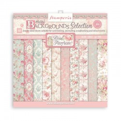 SBBL126   STAMPERIA BACKGROUNDS SELECTION ROSE PARFUM 10 feuilles R/V 30.5cmx30.5cm 190 gr