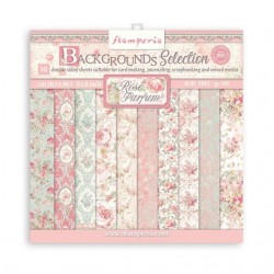 SBBS74   STAMPERIA BACKGROUND SELECTION ROSE PARFUM 10 feuilles R/V 20.3cm x 20.3cm 190gr